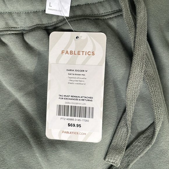 NWT Fabletics Daria Jogger Pockets Khaki Olive Green Size L Comfy Lounge Taper - Picture 5 of 10